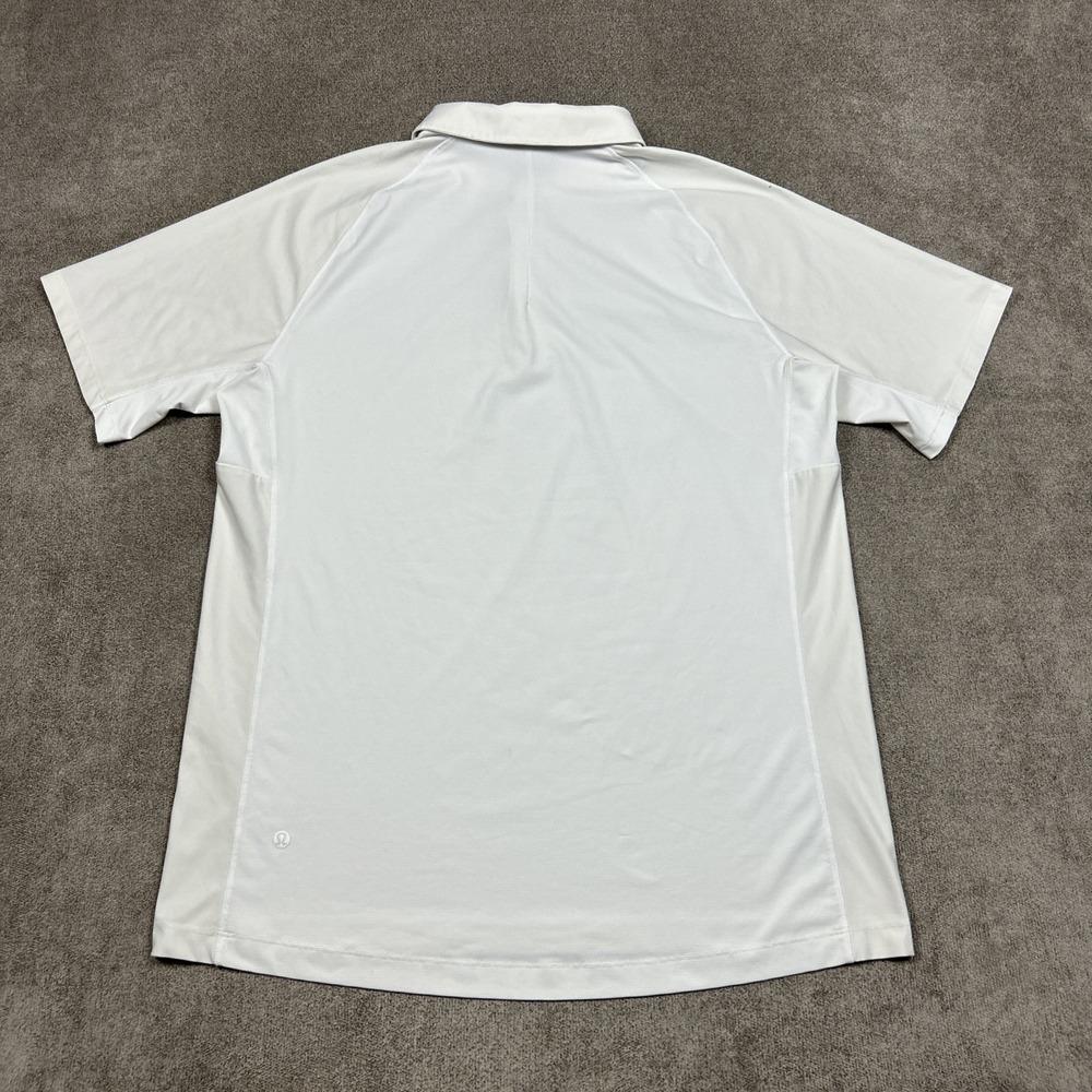 Lululemon Shirt Mens Large White Snap Front Polo Golf Pique Short Sleeve - Picture 3 of 7